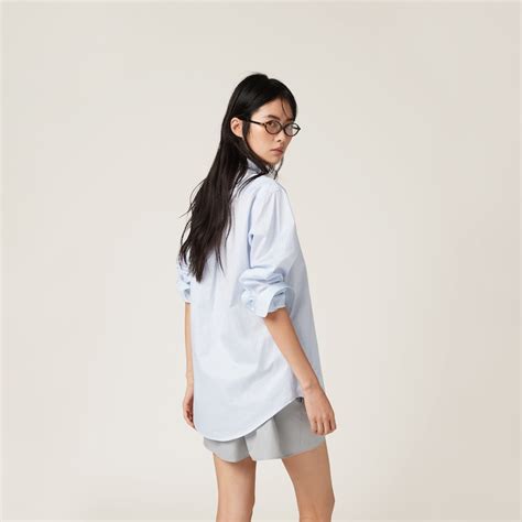 miu miu striped shirt|Sky Blue/white Striped Cotton Shirt .